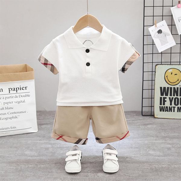 

2pcs boys summer clothes sets children fashion shirts shorts outfits for baby boy toddler tracksuits for 0-5 years319z, White