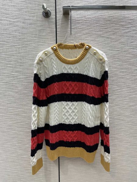 

women's sweaters european fashion brand contrast stripe knit, White;black