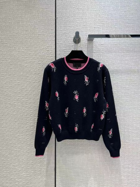 

milan runway sweater 2022 new autumn winter long sleeve o neck women's sweaters high end jacquard pullover designer sweater 0917-14, White;black