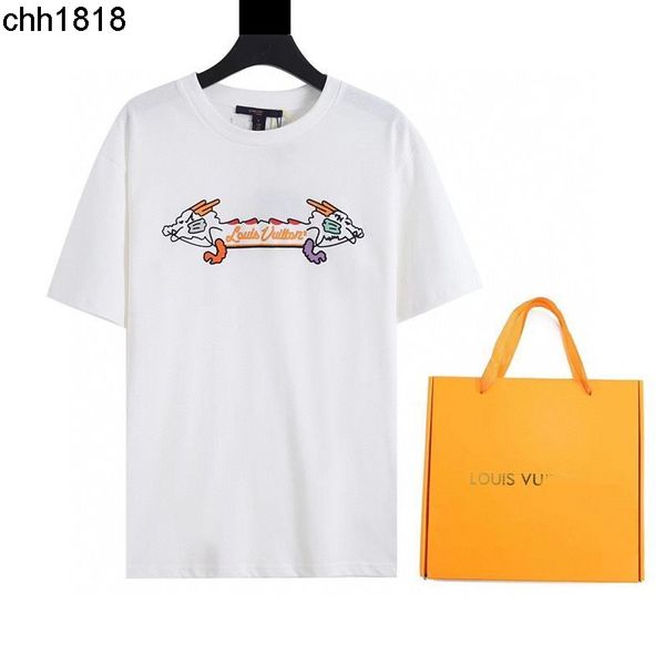 

men's t-shirts high version portable box double headed dragon eight color printed short sleeved t-shirt for men and women spring and su, White;black