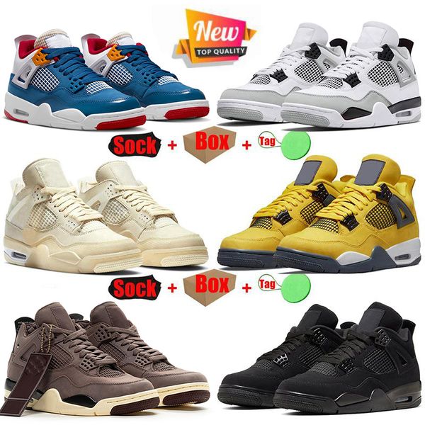 

with box jumpman 4 4s basketball shoes sbxbred men women canvas university blue black cat violet ore trainers red thunder taupe haze white
