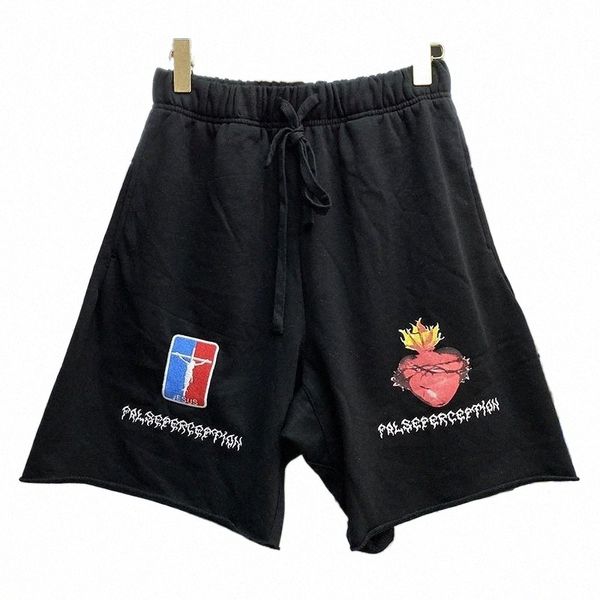 

men's shorts summer style embroidery jesus men women quality streetwear breathable oversizedmen's s4en#, White;black