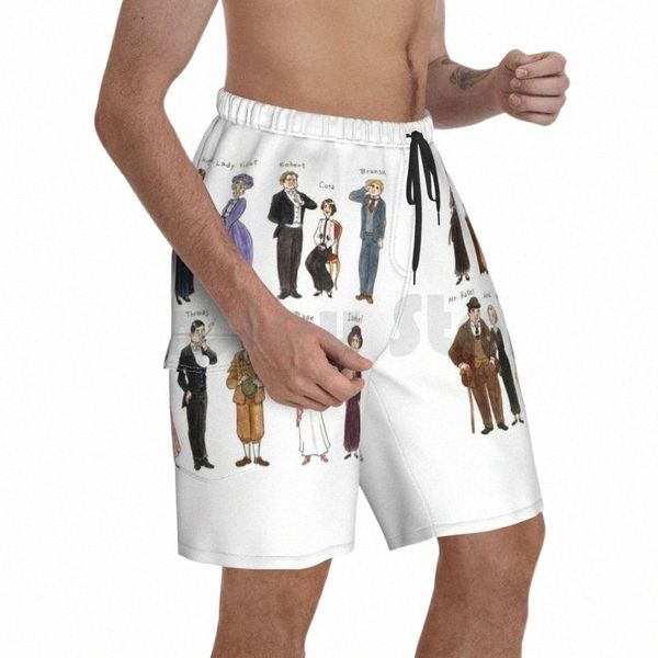 

men's shorts downton a. portraits beach men pants swim trunks abbey fanart character design watercoloursmen's p9do#, White;black