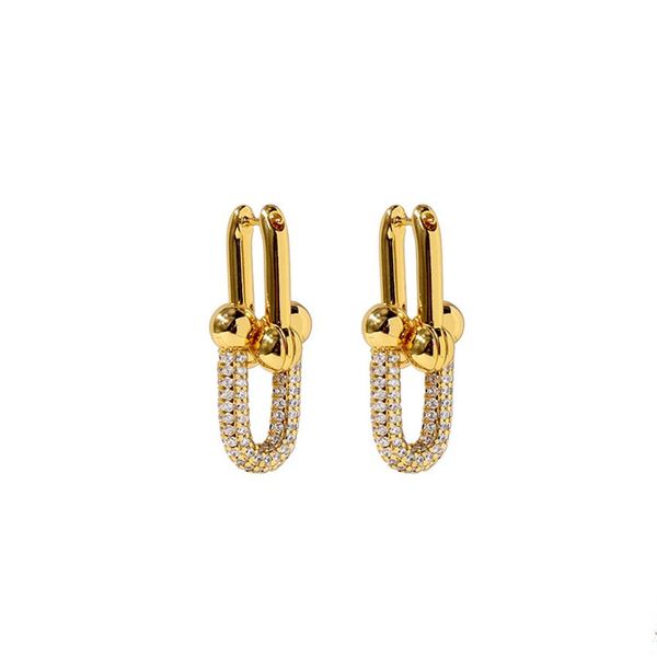 

new stainless steel heart shape stud u-type t earrings with crystal for women fashion genuine jewelry rose gold silver gold love e198s, Golden;silver