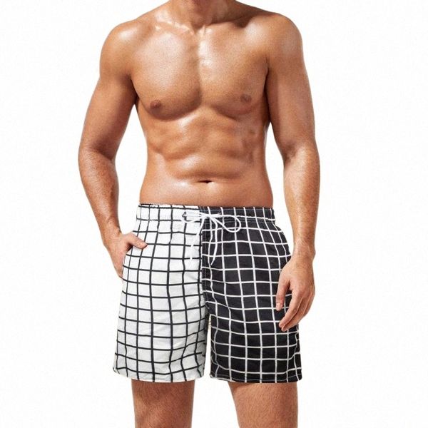 

men's shorts men beach wear mens casual fashion pant short lace up seaside printed holiday loose pantsmen's n5mk#, White;black