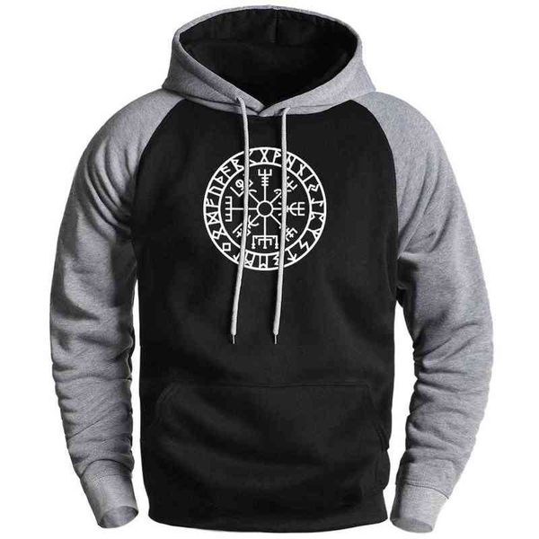 

men's hoodies sweatshirts viking compass fashion fleece hoodies mens sweatshirts 2020 male winter gone to valhalla raglan hoodies sport, Black