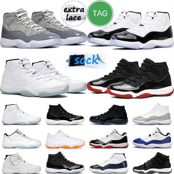 

11s retro basketball shoes men women cool grey cap and gown platinum tint 11 legend blue bright citrus concord outdoor mens trainer293a, Black