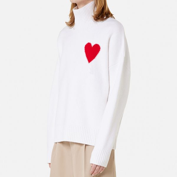 

red heart a knitting sweater man women fashion turtleneck coat highstreet hip hop fzmy0149, White;black