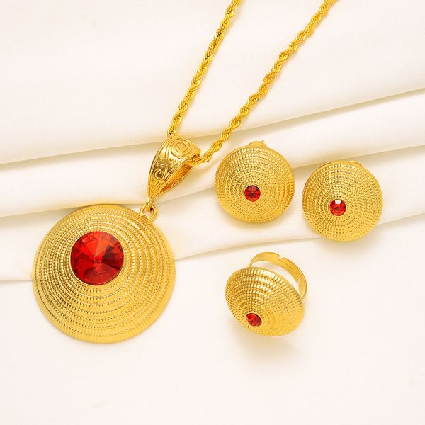 

circle pendant earrings ring bangles diy rope chain jewelry set 24k fine gold colour ruby diamond noble ethnic style, Silver