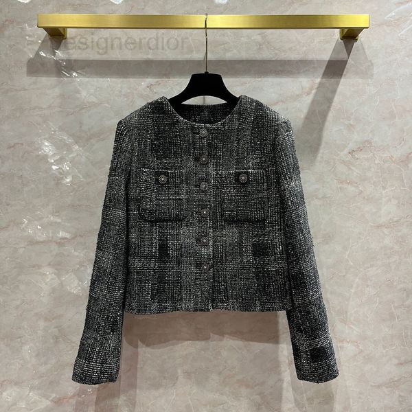 

women's jackets designer small fragrant gray plaid tweed short coat ins city beauty woolen soft nylon wool small suit 4e7t, Black;brown