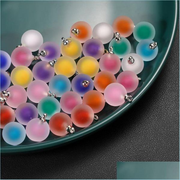 

charms charms 10pcs/lot resin frosted mticolor round for handmade bracelet earrings necklace pendant diy jewelry making suppliescharm dh3yc, Bronze;silver