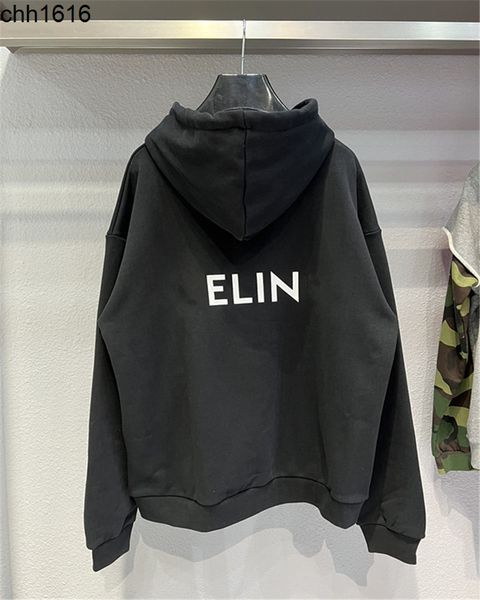 

high version balencaigass 21ss autumn and winter new back printed letter printed c family hoodie couple hoodie jacket, Black