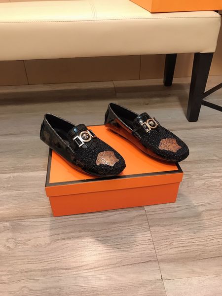 

new men formal business brogue casual loafers men's brand designer dress shoes male casual wedding party flats size 38-44, Black