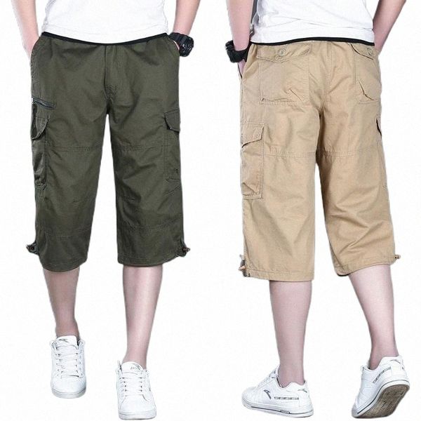

men's shorts summer cotton baggy cargo men loose fit calf length zipper work overalls outdoor military tactical shortsmen's z8zc#, White;black
