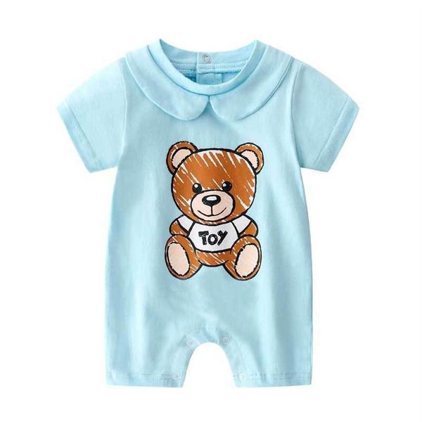 

newborn baby rompers body suits cover newborn boys girls one-pieces clothes solid color printed bear bb baby spring and autumn long sle272a, Blue