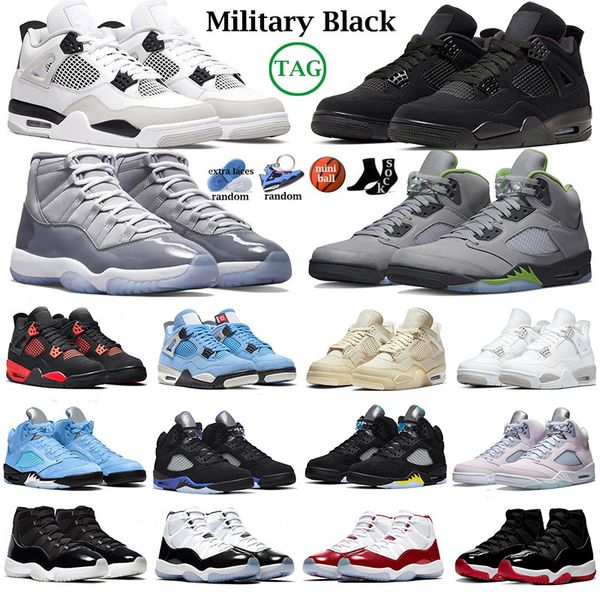 

4s 5s 11s basketball shoes for men women 4 military black cat sail red thunder white oreo 5unc recer blue 11 cool grey bred concord cherry