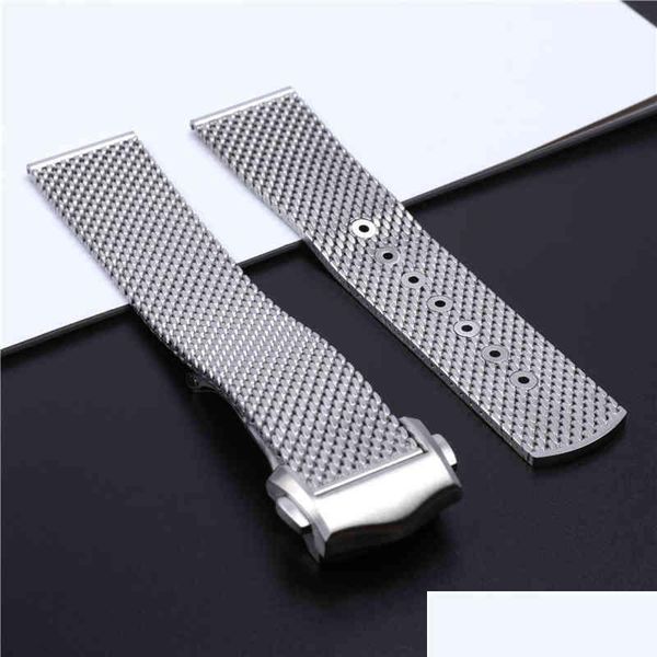 

watch bands 20mm titanium steel braided watchband for 007 seamaster james bond watch strap folding buckle acces watches2022 dhoa, Black;brown