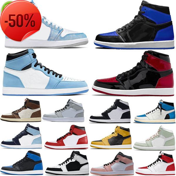 

boots 2023 jumpman 1 basketball shoes university blue 1s high og grey fog black white shadow college dark forbidden unc gray chicago mens wo