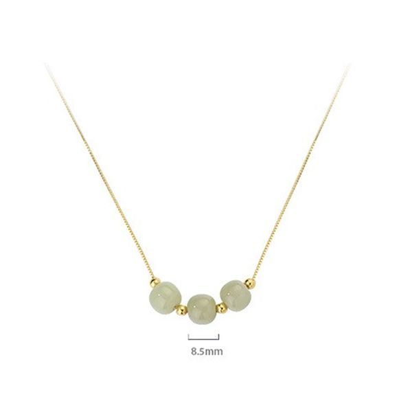 

Simple Luxury Imitation Jade Pendant Necklaces Gold Colour Collarbone Chain Daily Outfit Jewelry Girls