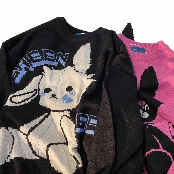 

women's sweaters women streetwear knitted pullover kawaii jacquard fashion hip hop spring autumn y2k harajuku oversized outwear jumper, White;black