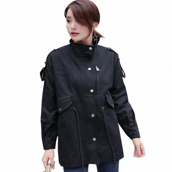 

women's trench coats 2021 autumn coat women s-3xl turn-down collar medium style long cotton arrival outwears 98pk#, Tan;black