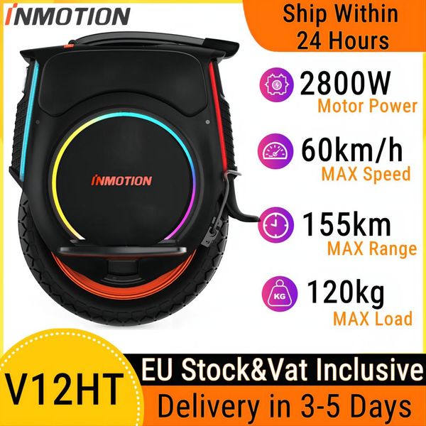 

inmotion v12ht self balance scooter multifunctional touch screen smart electric unicycle high torque euc wheel 2500w powerful monowheel incl