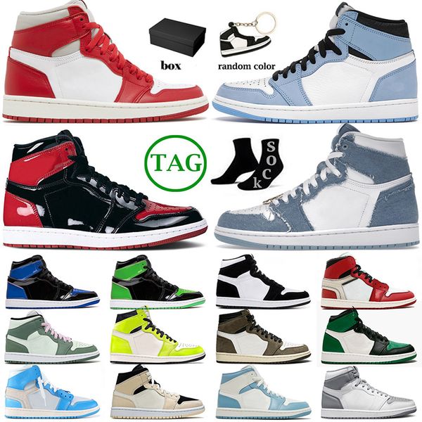 

with box jumpman 1 1s basketball shoes mens womens mid sneakers big size 13