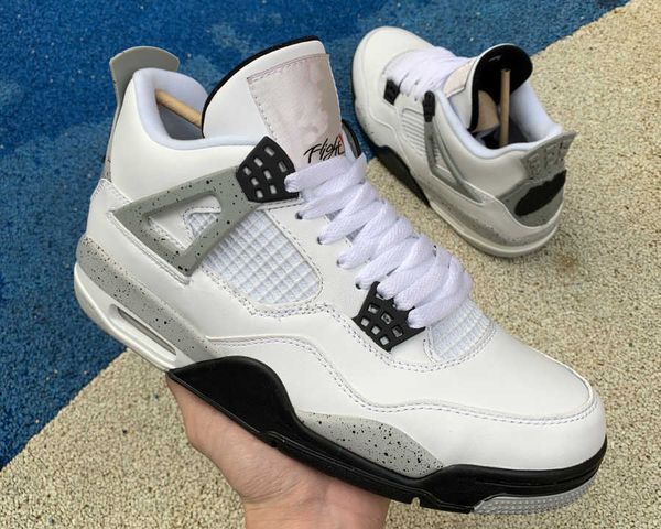 

mens basketball shoes white cements men woman jumpman 4 4s fire red black tech grey outdoor running trainers sport sneaker with box