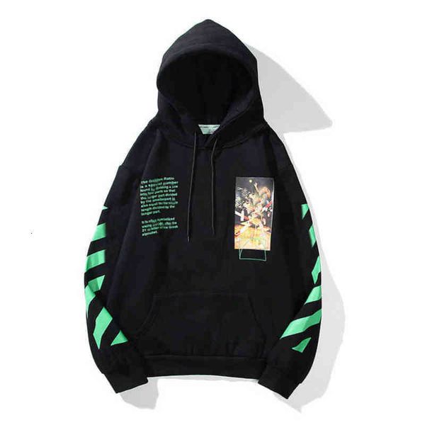 

classic mens looses offs sweatshirts quality fashion brands designers luxury pullover back oil paint arrow x women t shirts, Black