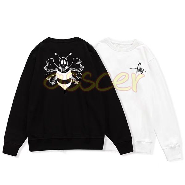 

desinger mens hoodies fashion bee embroidery pullover sweater couples street black white hoodie asian size m-2xl