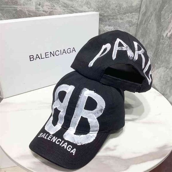

ball paris caps balenciga autumn men's and aristocratic family new balencaigass women's trend duck tongue hat big double b graffit, Blue;gray