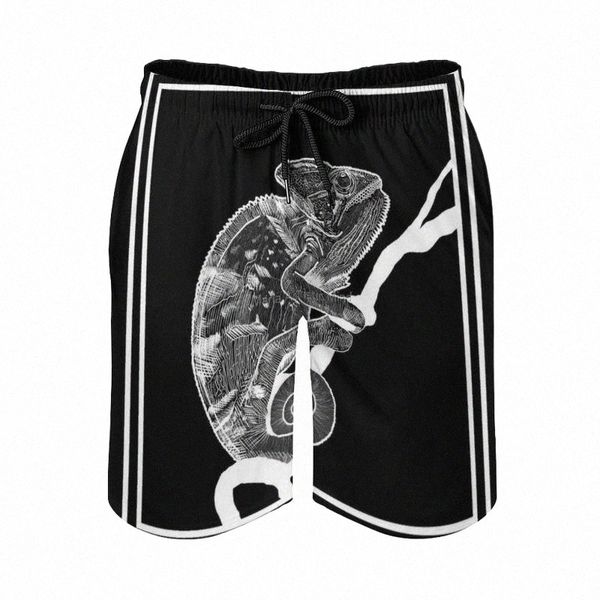 

men's shorts the chameleon men's beach with mesh lining surfing pants swim trunks animal reptile original beautiful ideamen's, White;black