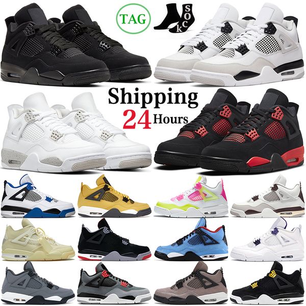 

jumpman 4 4s men women basketball shoes military black cat university blue red thunder bred sail white oreo cactus jack mens trainers