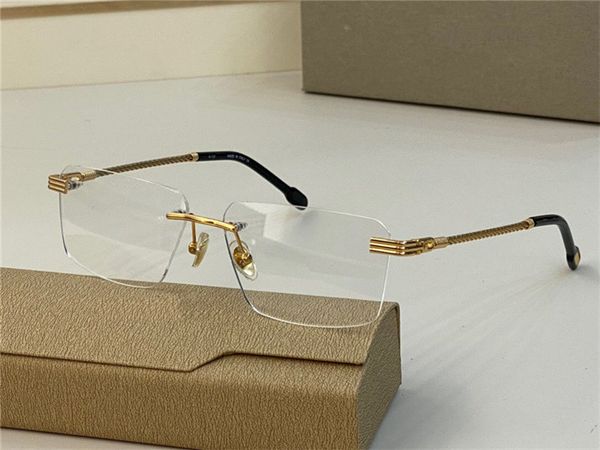 

new fashion design optical glasses frame 50032u square rimless transparent lens metal temples versatile business style popular sell wholesal, Black