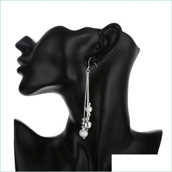 

dangle chandelier 925 sterling sier smooth matte beads drop earrings for woman wedding engagement fashion party charm dhseller2010 dhcfx, Silver