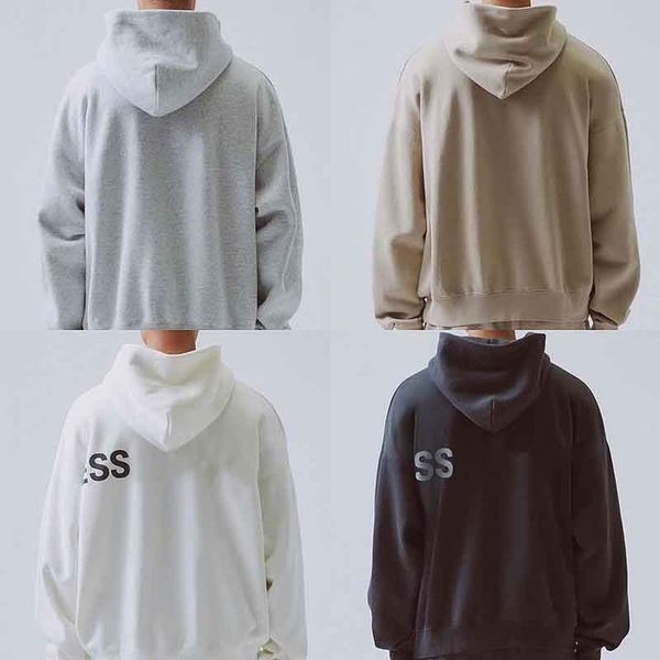

ess mens and women hoodies reflective essentials long sleeve fleece hoodie designer loose casual couples sweatshirts, Black