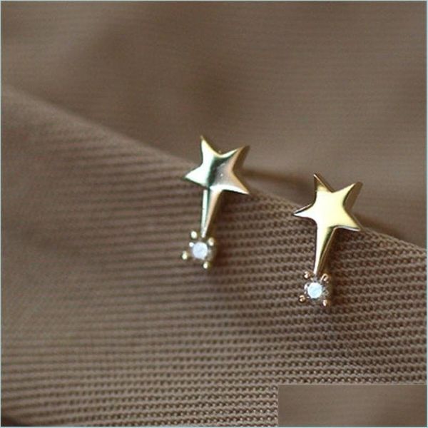 

stud 925 sterling sier creative design star crystal stud earrings women simple cute student girlfriends jewelry accessor dhseller2010 dhybp, Golden;silver