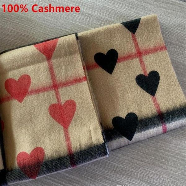 

2020 fashion winter red heart 100% cashmere scarf for women and men classic cashmere scarf in check and heart designer infinity scarfs 2697, Blue;gray
