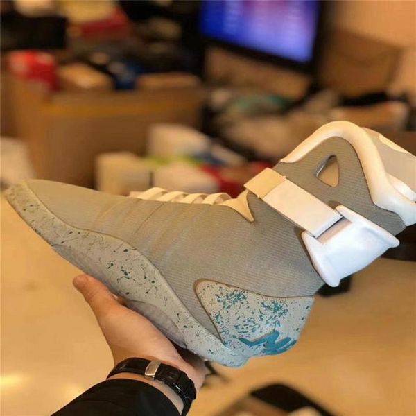 

2020 authentic air mag back to the future glow in the dark gray sneakers marty mcfly's led shoes lighting up mags black red b284w260p