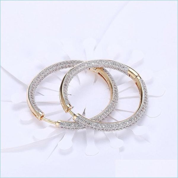 

hoop huggie 925 sterling sier big circle hoop 18k gold/rose gold aaa zircon earrings for women gift fashion charm wedd dhseller2010 dhuuh, Golden;silver