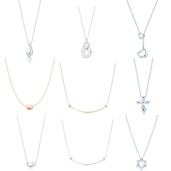 

new charm gift 925 sterling silver water drop pea pendant tif necklace cross smile sun necklace jewelry match world jewelry250n197h