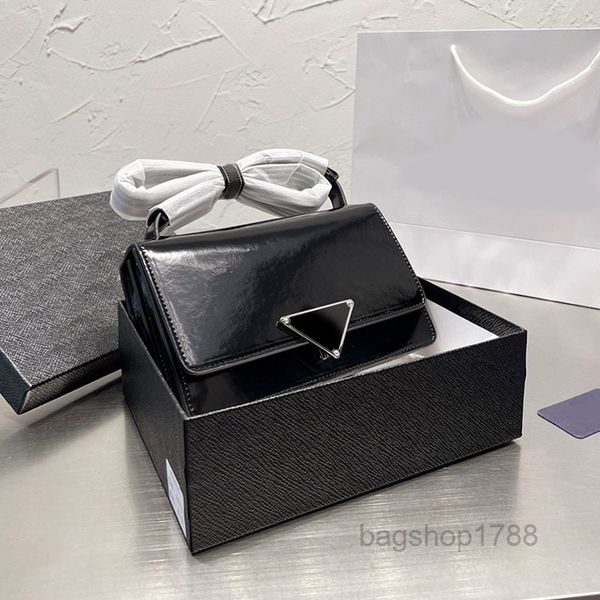 

evening bags women embleme shiny shoulder bag genuine leather metal triangle sign inside compartment pocket magnetic buckle flap crossbody