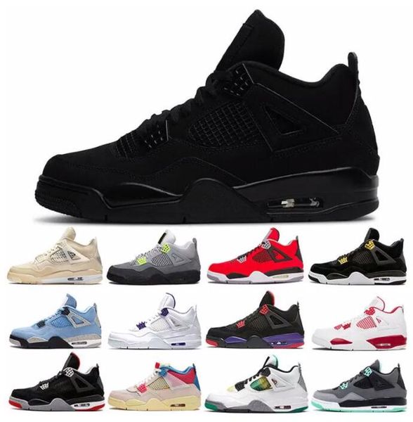 

retro military 4 4s mens basketball shoes black cat black sail white oreo canvas university blue cactus jack red thunder bred men trainers s