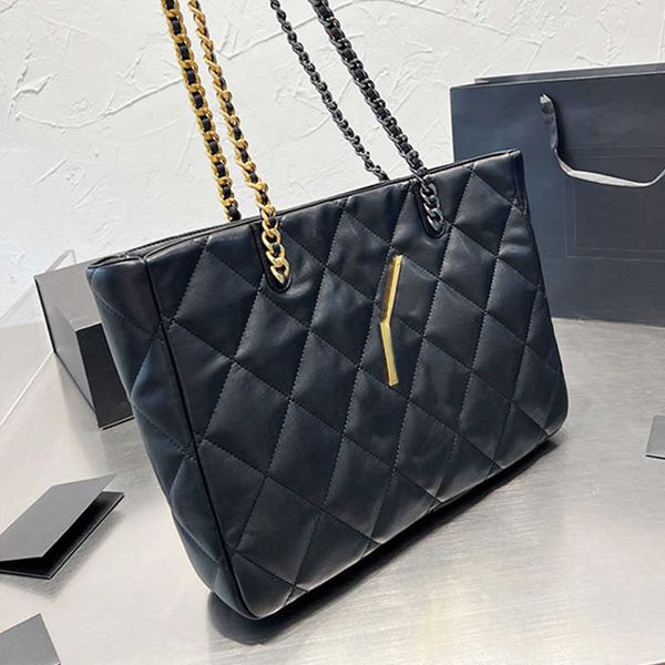

evening bags large tote bag shopping shoulder bags diamond lattice high capacity handbag purse chain strap big metal letter decorate interio