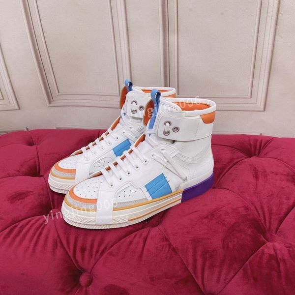 

2022 men women screener webbing sneakers designer stripe shoes fashion dirty leather lace-up tennis shoe fabric low high canvas sports hc210, Red;white