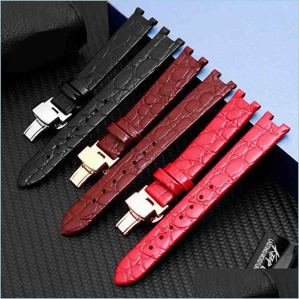 

watch bands stone grain leather 15mm notch calfskin for womens watch belt accessories with butterfly clasp drop delivery 20 watches2022 dhmb, Black;brown