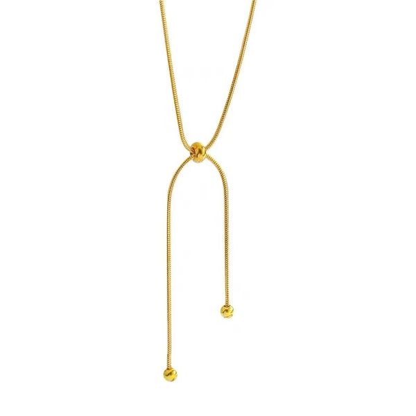 

Simple Design Sense Pull Adjustable Stainless Steel Necklace For Womans Clavicle Thin Neck Chain Jewelry Daily Outfit Girls