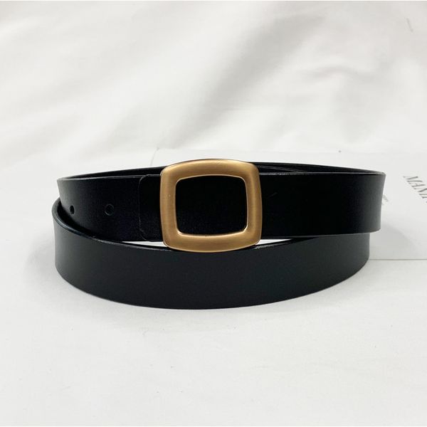 

square snap belt leather belts ladies fashion simple trend versatile jeans belt, Black;brown