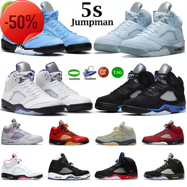 

jumpman 5 5s basketball shoes mens trainers sneakers raging bull stealth bred anthracite white cement outdoor sports eur 40-47, Black