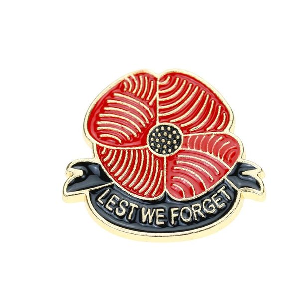 

gold plated red flower brooch for women lest we forget letter badge women men suit enamel pins jewelry accessories, Gray